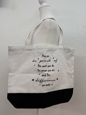 Inspirational Canvas Tote Bag – Black & White Quote Tote – Reusable Shopping Bag